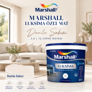 Marshall Luksima Özel Mat – Damla Sakızı Marshall Luksima Özel Mat 2,5 L Damla Sakızı iç cephe boya renk uygulaması