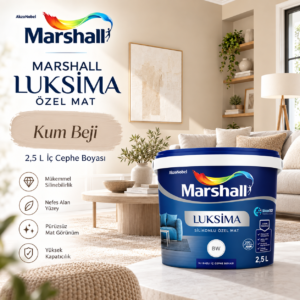 Marshall Luksima Özel Mat – Kum Beji Marshall Luksima Özel Mat 2,5 L Kum Beji iç cephe boya renk uygulaması