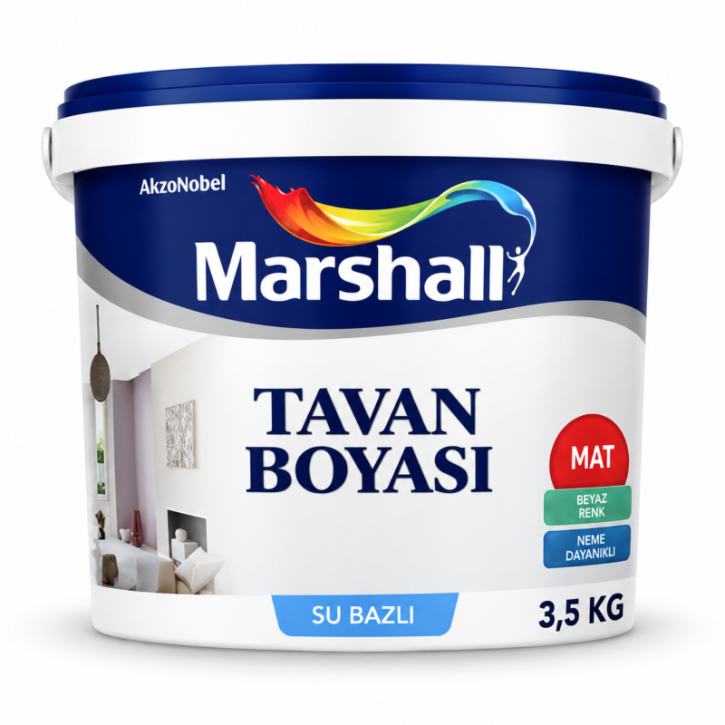 Marshall Tavan Boyası Kova Ürün Görseli Marshall Tavan Boyası Beyaz 3,5 kg