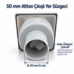SAY Gözde yer süzgeci 50 mm 5 cm alttan çıkış ölçüsü ve koku önleyici çekvalf
