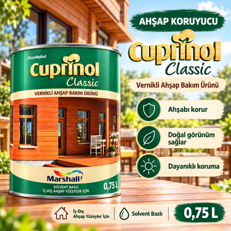 CUPRİNOL AHŞAP KORUYUCU 0,75 Marshall Cuprinol Classic 0,75 L ahşap bakım ve koruyucu ürün