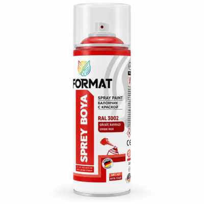 FORMAT Sprey Boya RAL 3002 Oksit Kırmızı 400 ml - Evola Yapı Market Çorlu