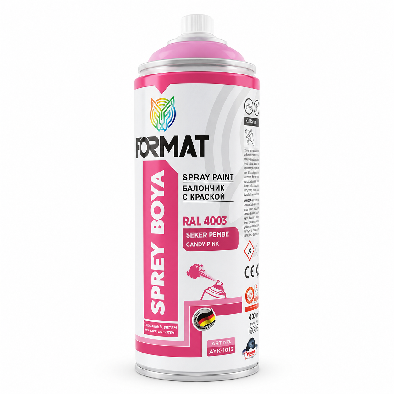 Şeker Pembe Sprey Boya ral 4003 Format 400 Ml. Akrilik Şeker Pembe Ral 4003 Sprey Boya