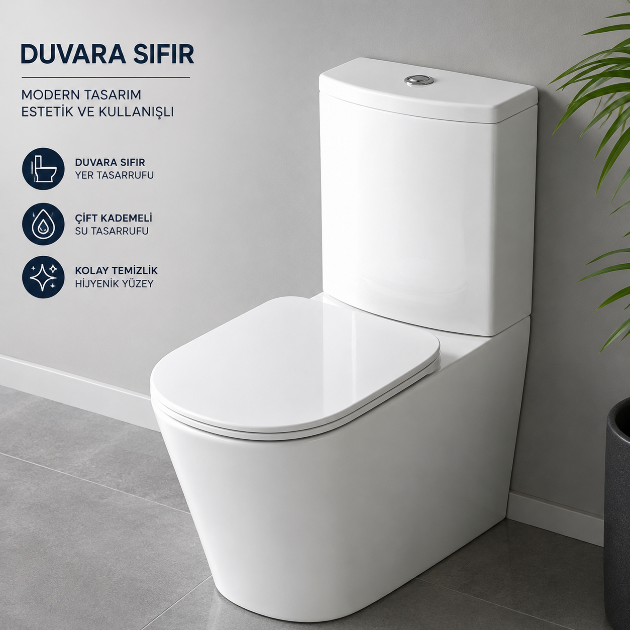 İdevit Halley Duvara Sıfır Klozet Takımı - Görsel 2