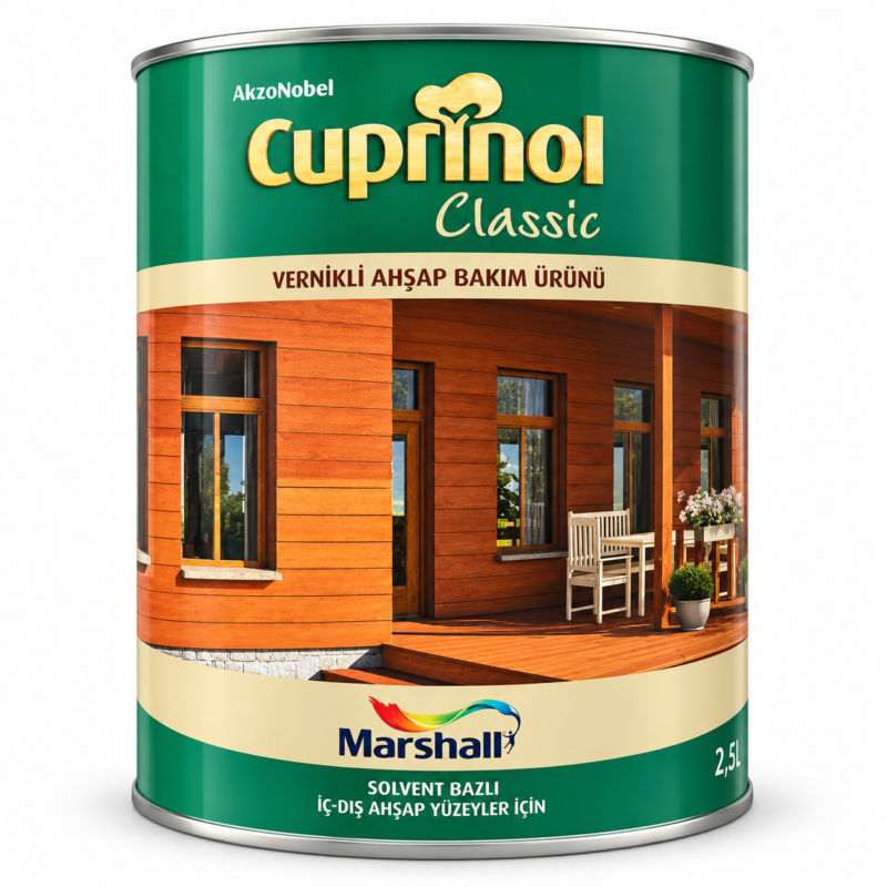 Cuprinol Classic 2,5 L vernikli ahşap koruyucu ve bakım ürünü – iç ve dış ahşap yüzeyler için