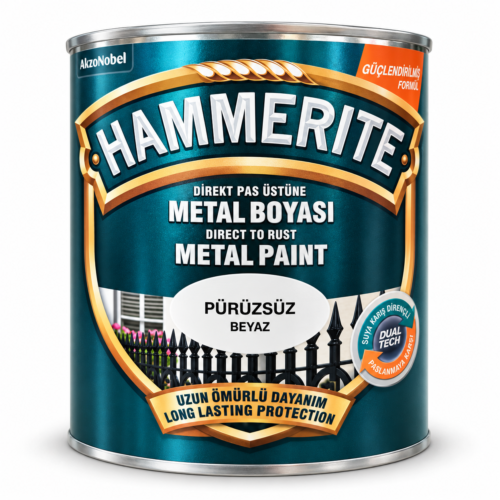 Marshall Hammerite Direkt Pas Üstü Düz Metal Boyası Beyaz