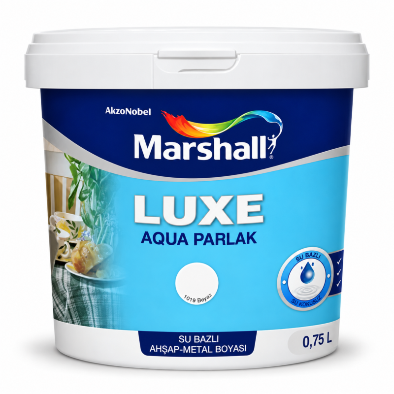Marshall Luxe Aqua Parlak 0,75 L su bazlı ahşap ve metal boyası kutusu