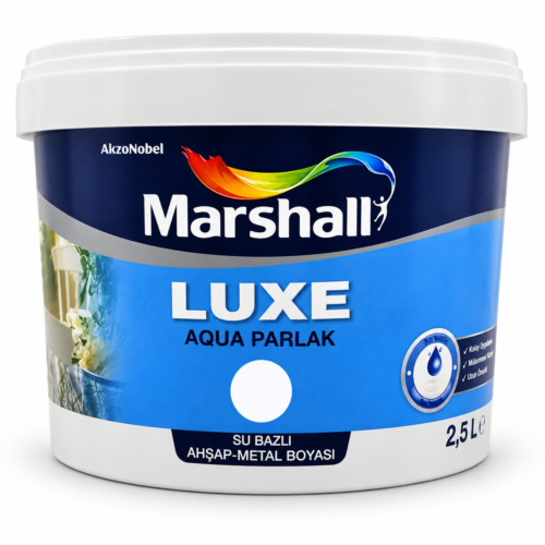 Marshall Luxe Aqua Parlak Beyaz 2,5 L su bazlı boya kutusu