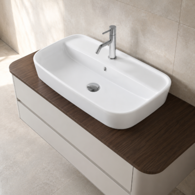 Tezgah Üstü Lavabo, Aqua 75×42 cm KATALOG Turkuaz Aqua Tezgâh Üstü Lavabo 75x42 cm beyaz
