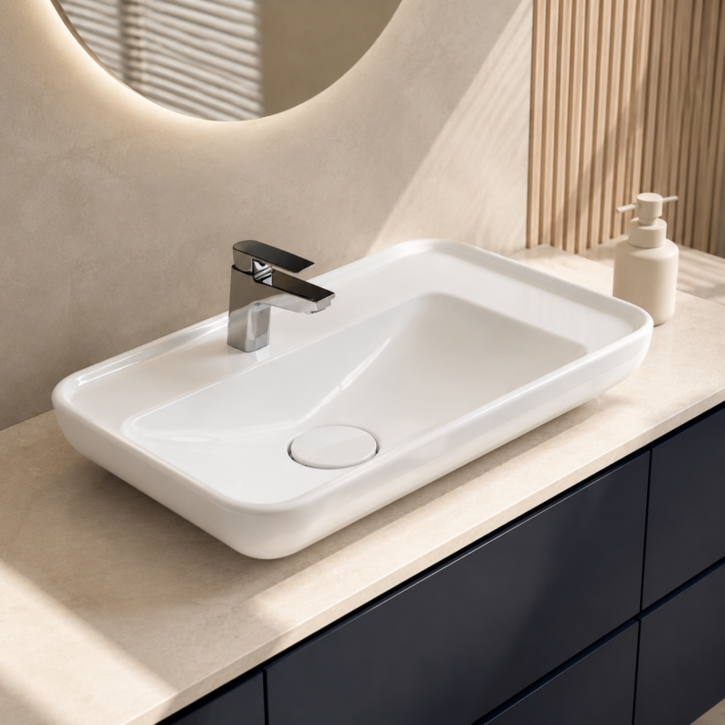 Turkuaz Lal 70x42 cm tezgah üstü lavabo - Evola Yapı Market Çorlu