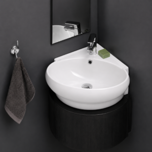 Turkuaz 45X45 Cm Mini Köşe Lavabo -1 Turkuaz 45x45 cm mini köşe lavabo - Evola Yapı Market Çorlu