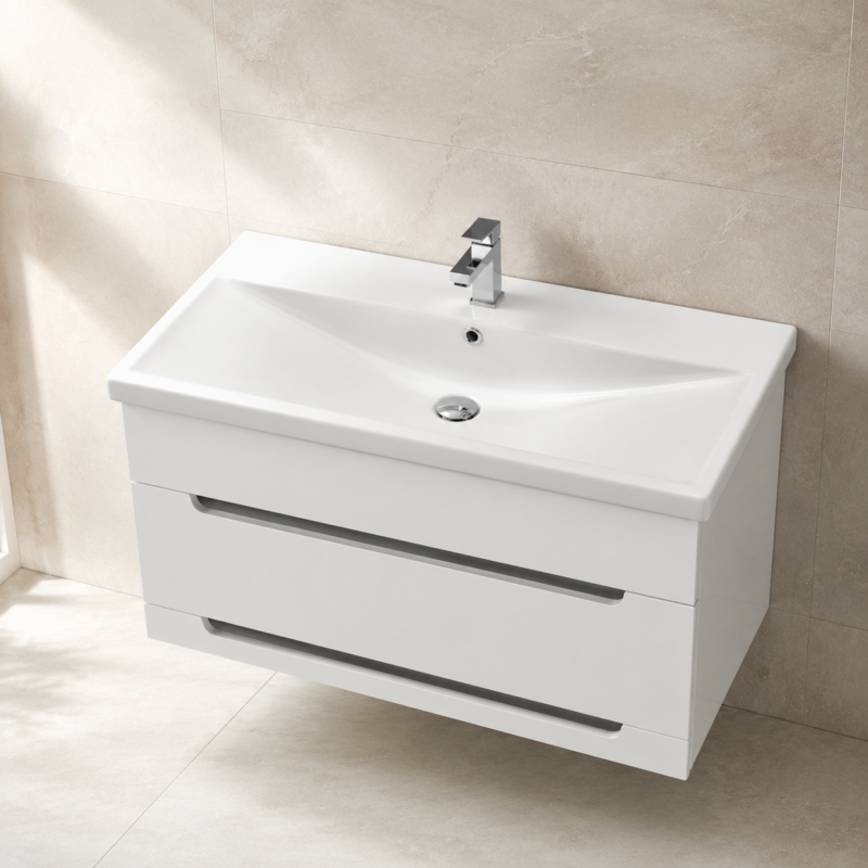 Turkuaz Elite Etajerli Lavabo 90x45 cm beyaz
