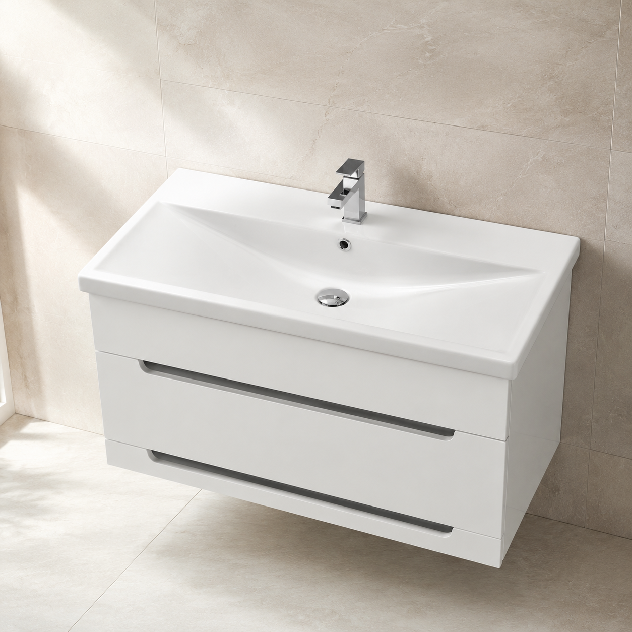 Turkuaz Elite Etajerli Lavabo 90x45 cm beyaz