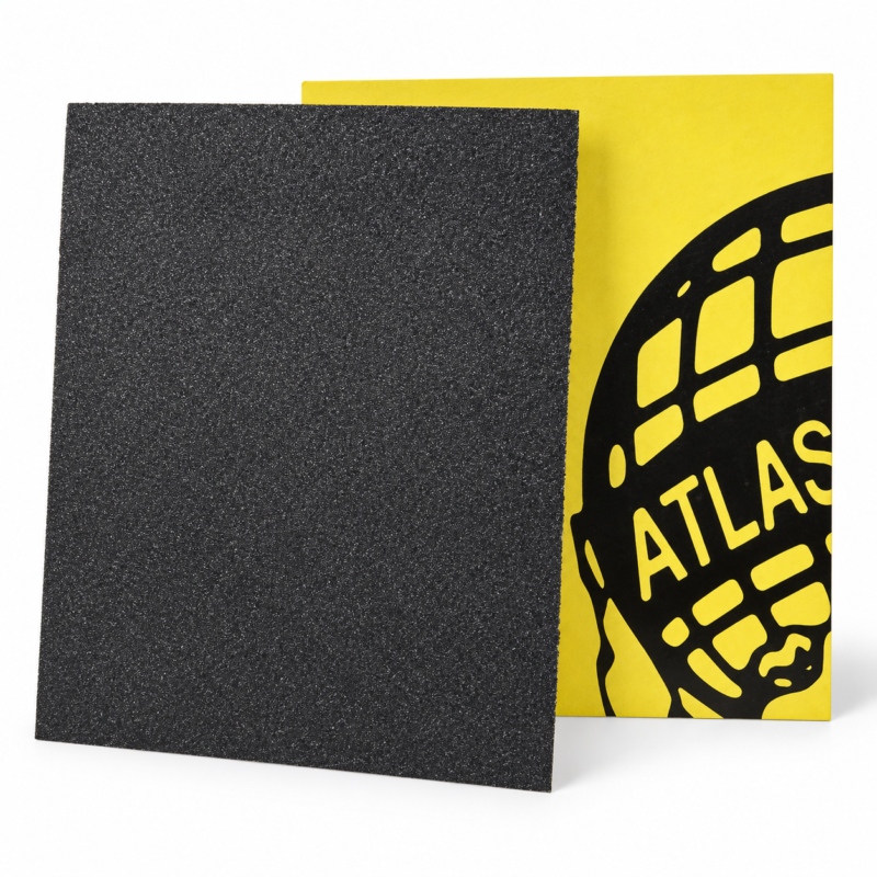 Atlas 180 kum su zımparası siyah aşındırıcı yüzey ve sarı arka yüz