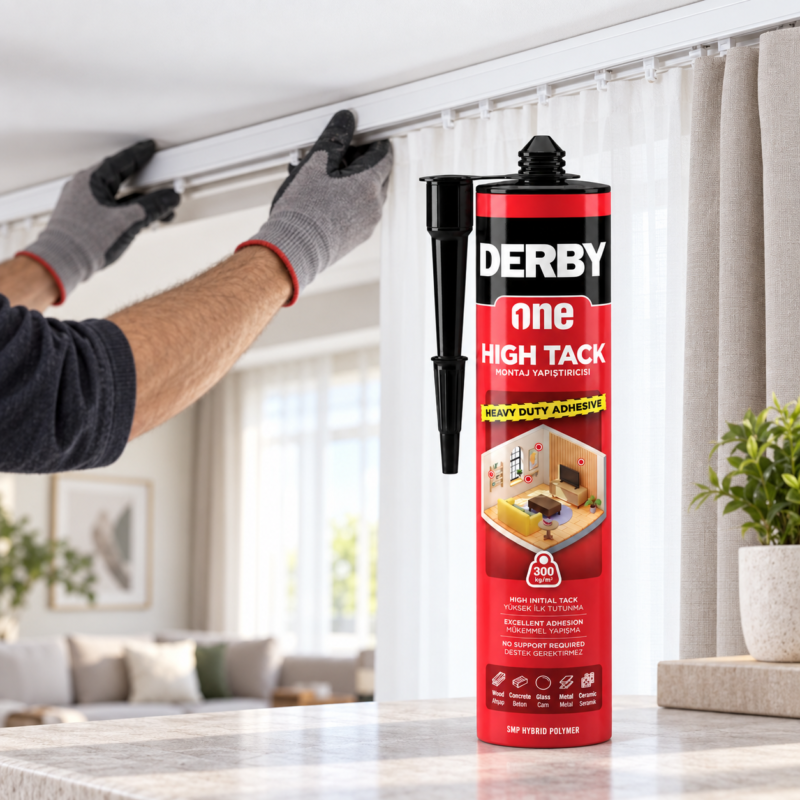 korniş yapıştırıcısı derby görseli Derby One High Tack Korniş ve Montaj Yapıştırıcısı 290 ml
