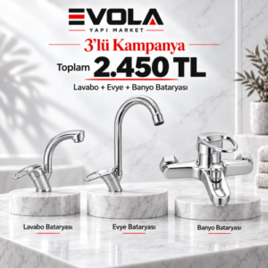 3 LÜ KROM BATARYA SETİ – LAVABO + EVYE + BANYO BATARYAS 3 LÜ KROM BATARYA SETİ – LAVABO + EVYE + BANYO BATARYAS