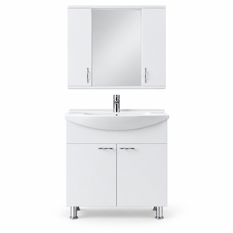 Ekstra 80 cm banyo dolabı takımı Evola Yapı Çorlu Ekstra 80 cm Banyo Dolabı Takımı – Klasik Tasarım