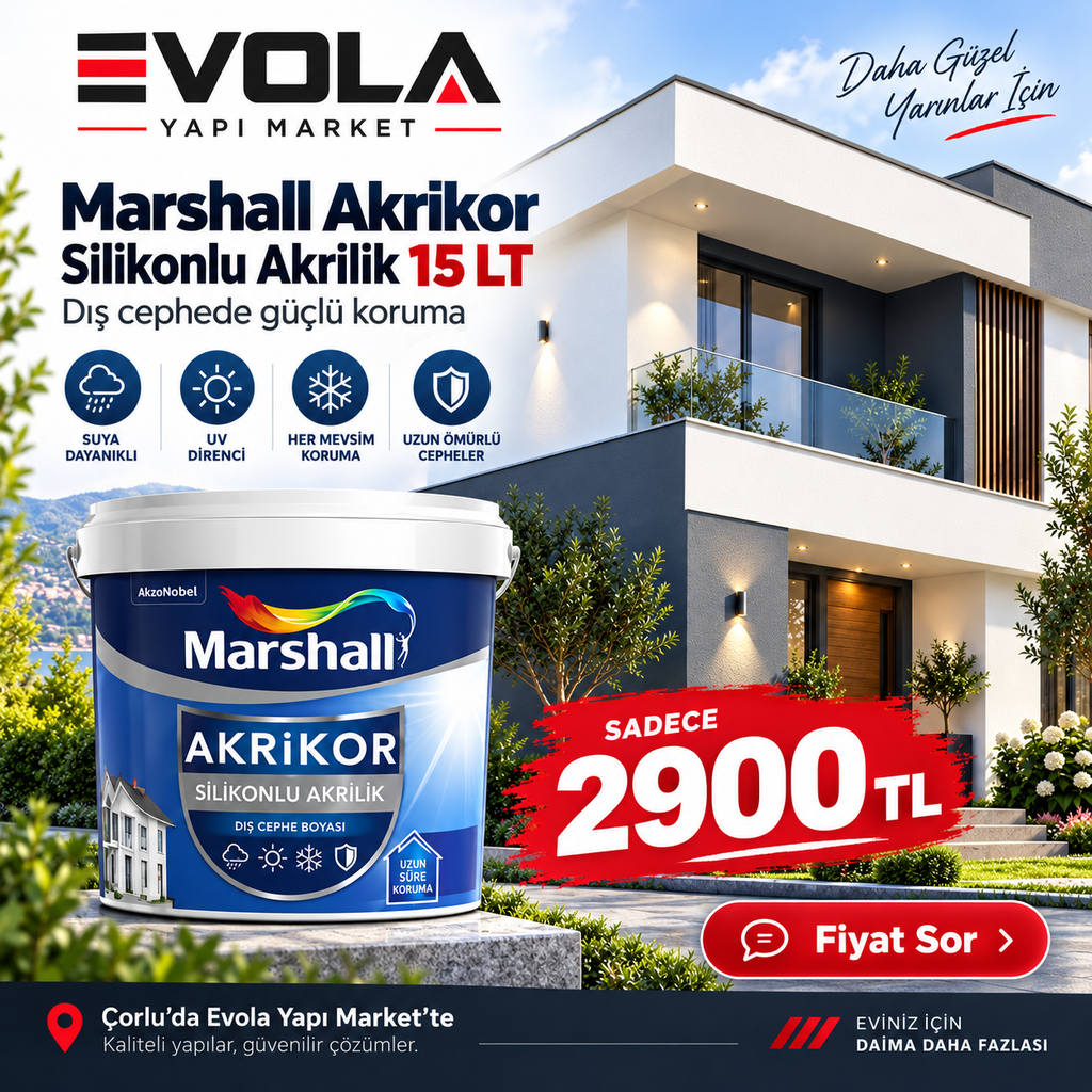 Marshall silikonlu akrilik boya kampanyası - Evola Yapı Market Çorlu