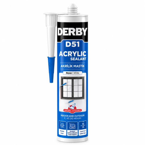 Derby D51 genel amaçlı silikonize akrilik mastik beyaz 500 g kartuş