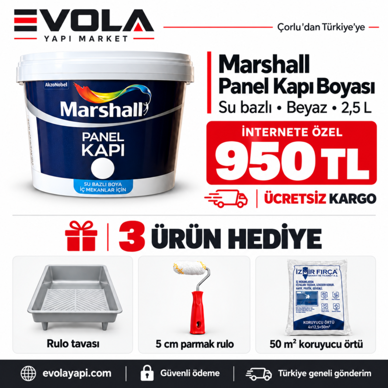 Su Bazlı Panel Kapı Boyası 2,5 L Evola kampanya görseli